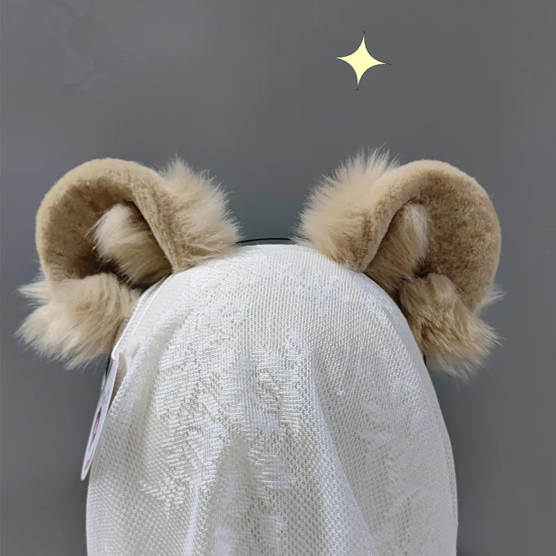 

Handmade Work Cosplay Cute Bear Fur Ear Hair Hoops Night Party Anime Lolita Hairband Fur Headbands Clip Girl Hair Accessories