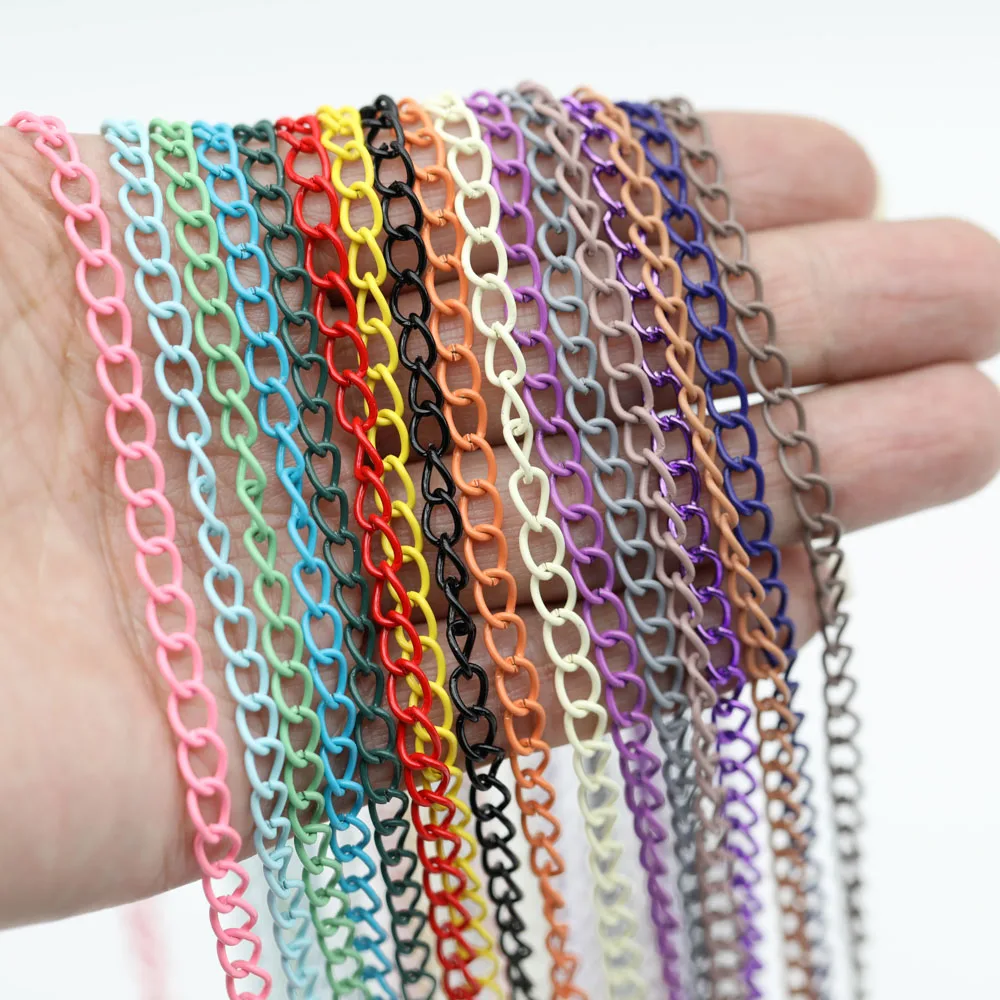 2M/lot Metal Chains Colorful Connecting Chain Combination Chain Extension Chain For DIY Jewelry Making Findings Bohemian Style