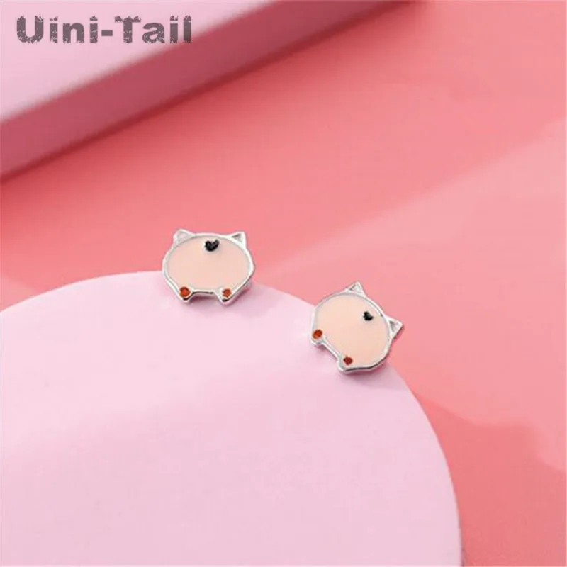 Uini-Tail 2024 new listing 925 Tibetan silver cute pig ass earrings fresh and simple cute wild animal earrings student jewelry
