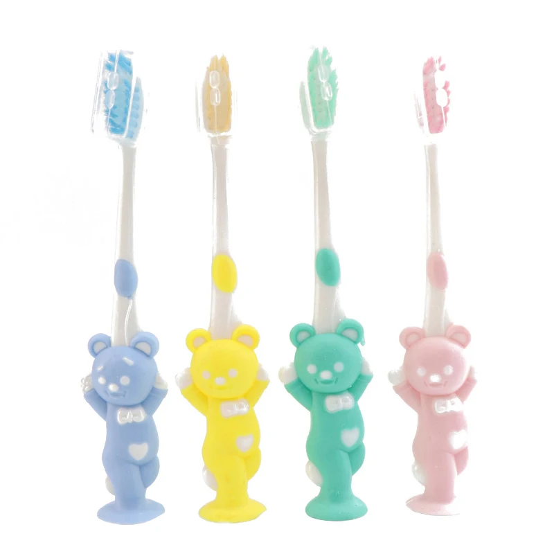 4pcs/Set Household Cartoon Toothbrush Children Bamboo Charcoal Soft Hair Sets Silicone Cute Clean Brushing Teeth Toothbrush 2021