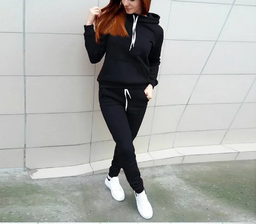 Conjunto de Jogging Sportswear Feminino, Hoodies, Calças, Moletom, Ginásio, Corrida, Fitness, Tamanhos Grandes, Outono, 2022