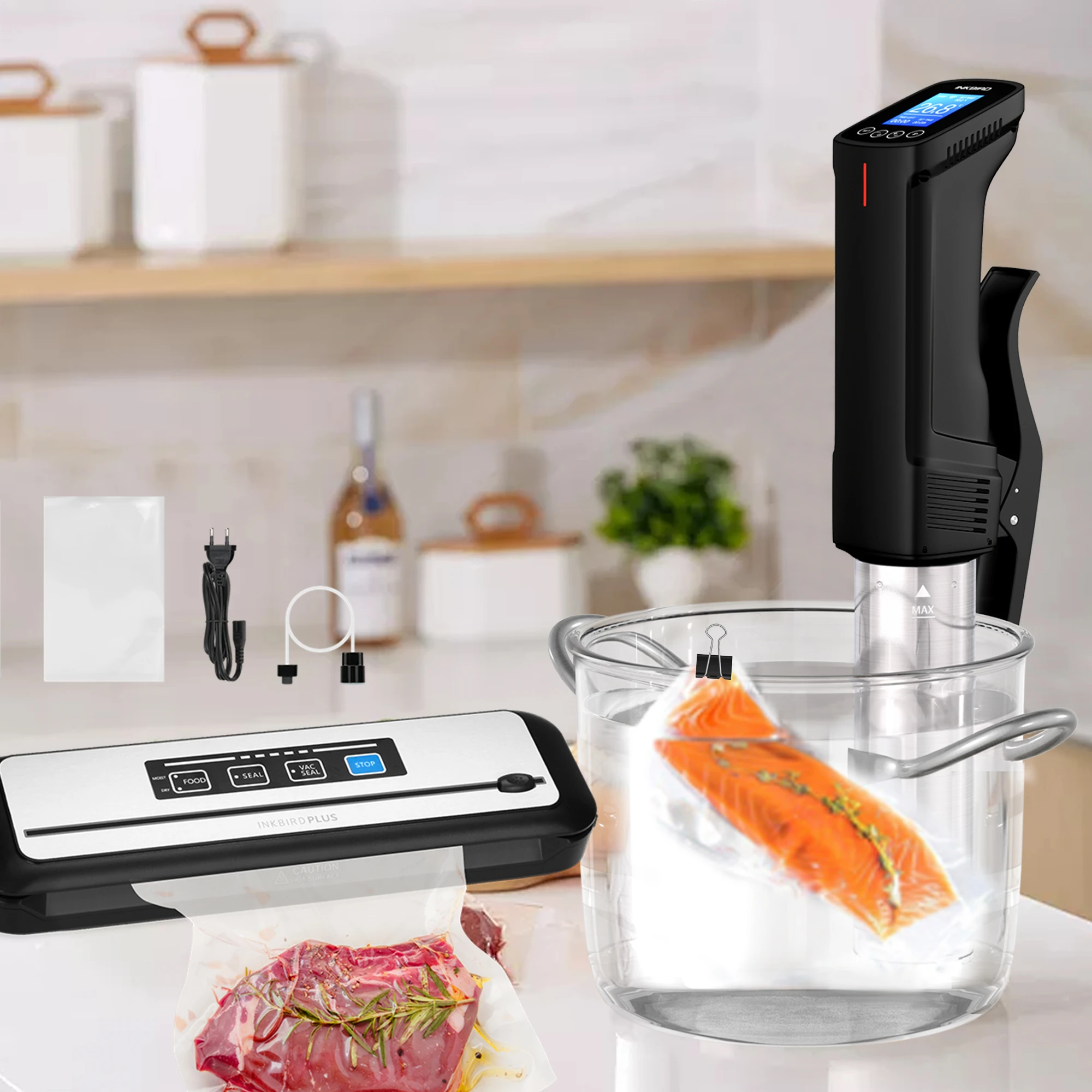 INKBIRD-Sous Vide Vacuum Sealer para Home Cooking, Utensílios de cozinha, fogão lento, Circulador de imersão, Aquecedor térmico, Wi-Fi, 1000W