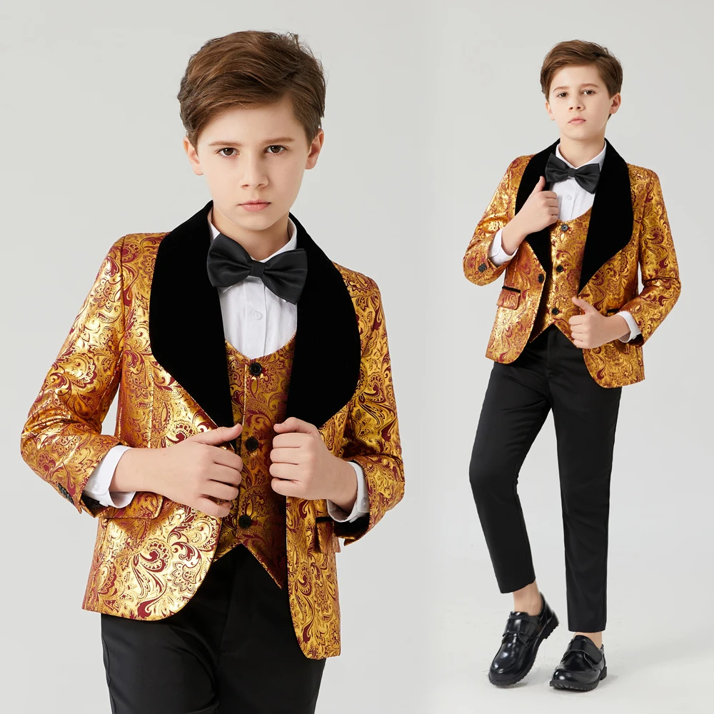 Boys wedding suits shawl lapel boys mens suits 3 piece Boy\'s Formal Wear slim fit Boy Suit Prom Suit (Jacket+Pants+Tie+Vest