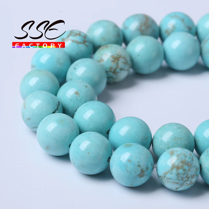 Natural Blue Turquoises Round loose Beads Natural Stone Beads 15