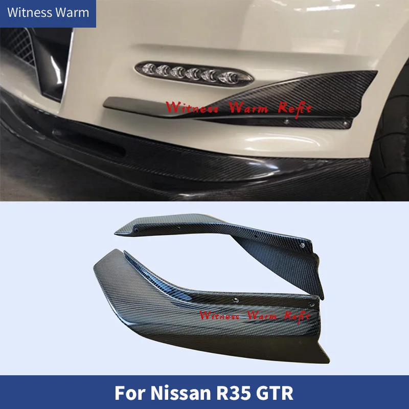 Carbon Fiber Frp Front Bumper Side Lip Splitters Flaps Vents Decoration Trims Front Air Knife for Nissan Gtr R35 12-16