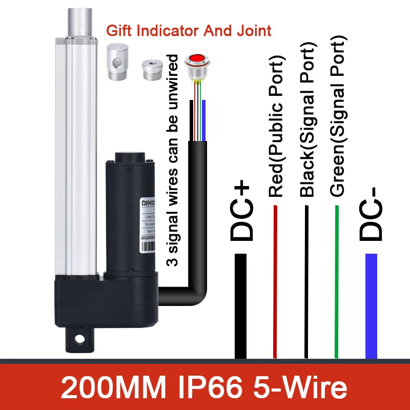 Imagem -04 - Curso Ip66 à Prova Impermeável Água Mesa de Elevação Elétrica Atuador Linear com Wifi Controlador Móvel Controle App dc 12v Dhla3000 200 mm