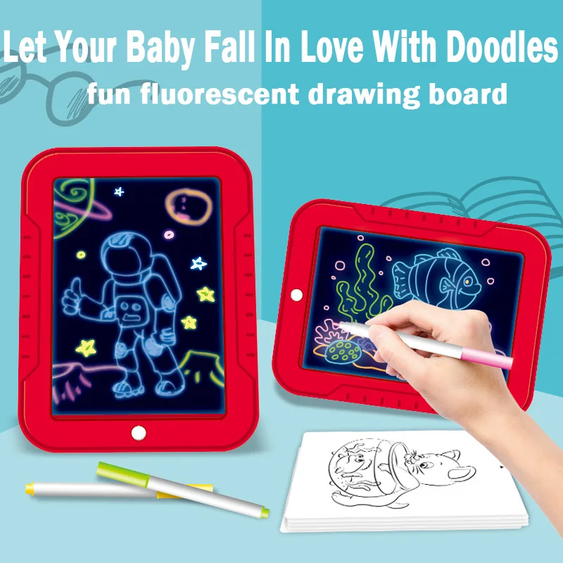 3D Magic Drawing Pad LED Light Luminous Board with Watercolor Pen Intellectual Developmen Toy Children Painting Learning Tool