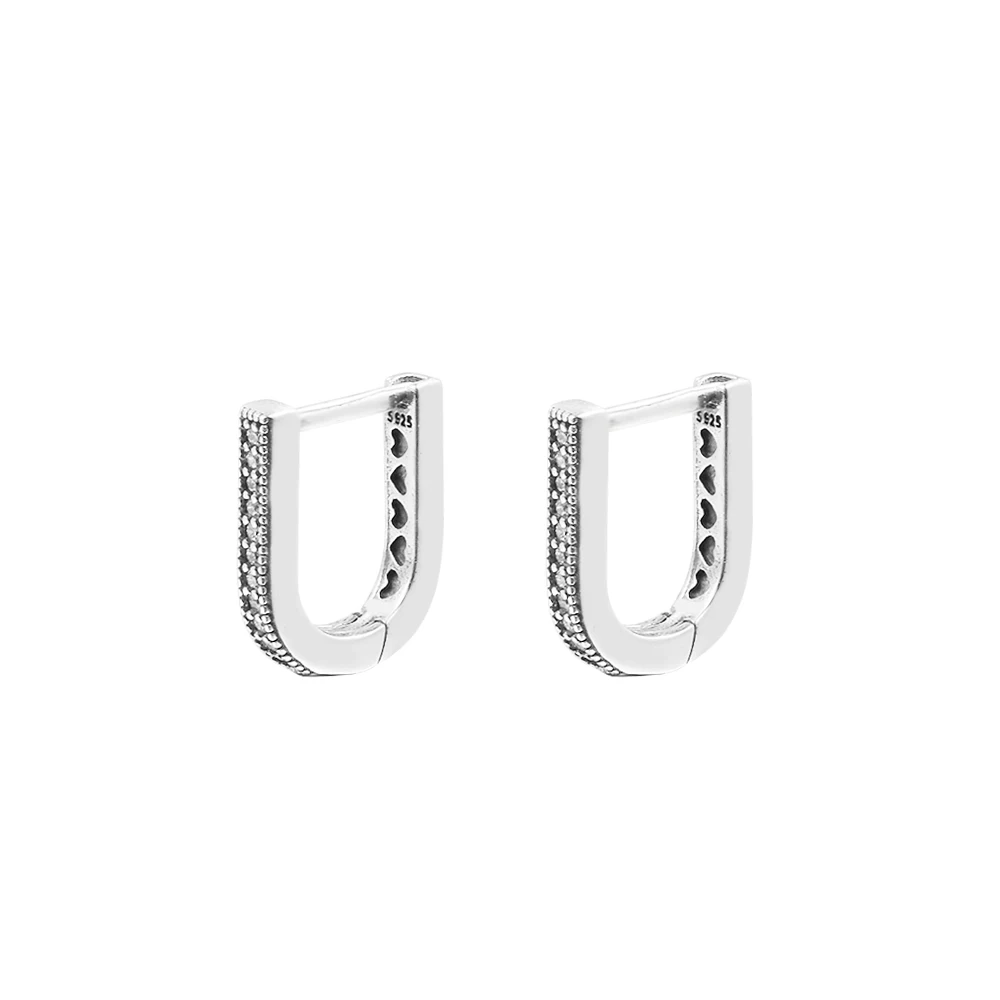 

U-shaped Hoop Earrings Aesthetic Friends WholesaleCrystal 100% Real Silver S925 New Round Earrings for Women
