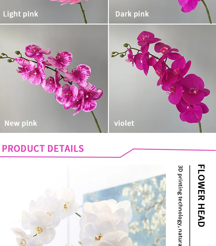 Konservierte Orchidee Phalaenopsis Strukturierte realistische Blumen Künstliche Blumen Familie Hochzeit Ornamente DIY Dekoration – Detail 14