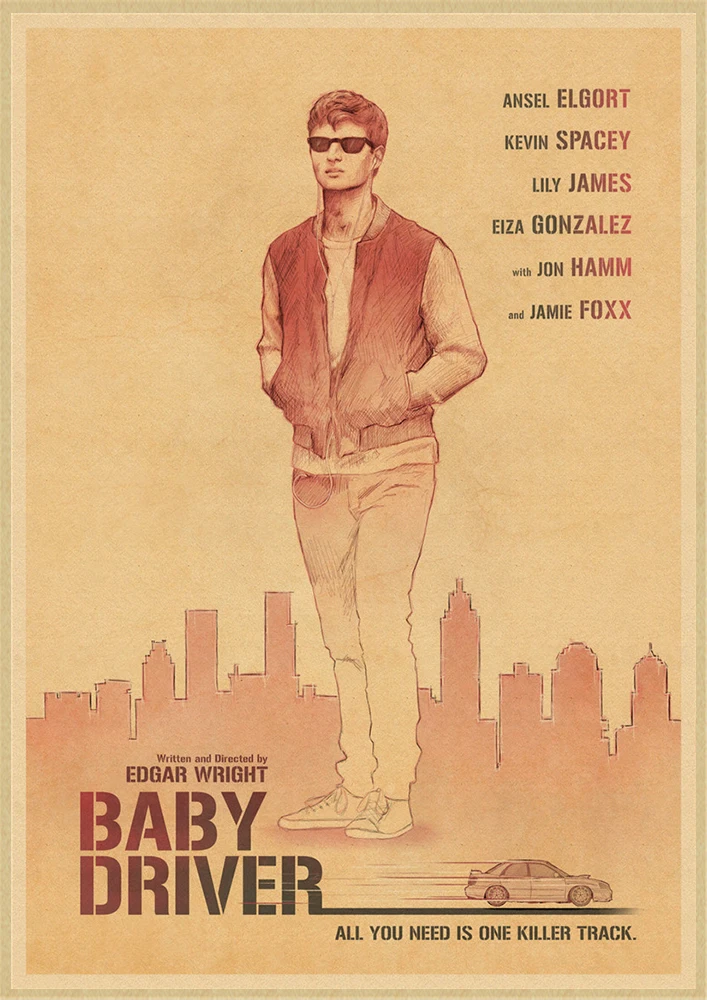 Baby Driver Vintage Retro Matte Kraft Carta Antico Poster Wall Sticker Casa Decora