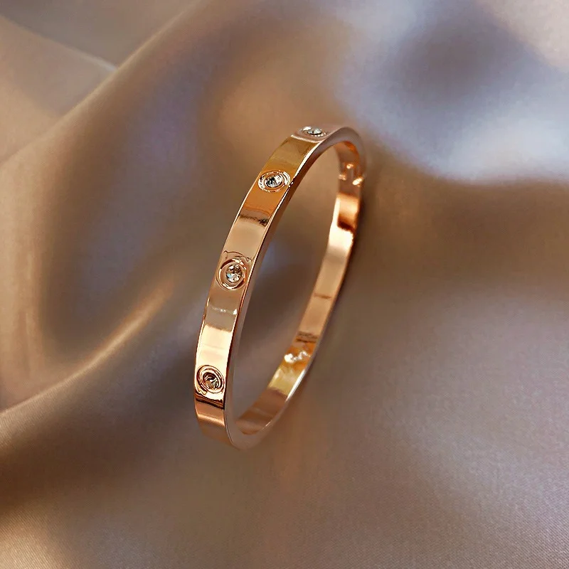 Beautiful Lovers Bracelets Woman Stainless Steel Bangles Bracelets Cubic Zirconia Golden Woman Jewelry Gifts image 6