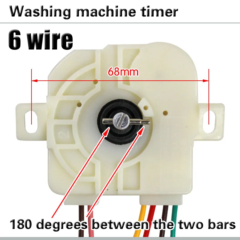 6 Line Oblique Ear Washing Machine Timer 180 Degree Center Hole Distance 68mm Switch Shaft