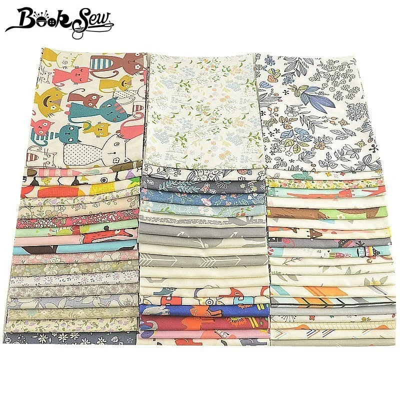 Booksew Fabric Patchwork Sewing Jelly Roll Strip 100% Cotton Fabric Floral Cartoon Animal Telas Tissu DIY Crafts by 1 pcs 5x50cm