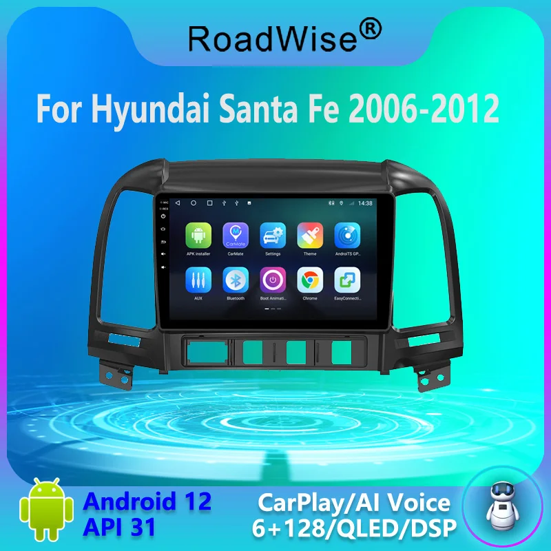 

Roadwise Android Car Radio Carplay For Hyundai Santa Fe 2 2006 2007 2008 2009 2010 2011 2012 4G Multimedia Player GPS DVD 2 din