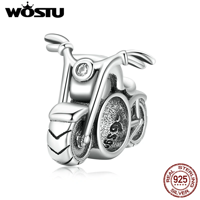 WOSTU 2021 925 Sterling Silver Vintage Motorcycle Car Pendant Charm Beads Fit Original Bracelet DIY Jewelry CTC533