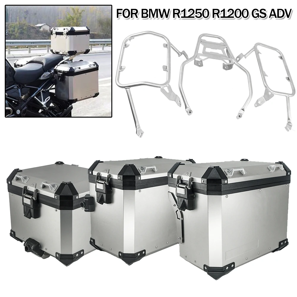 Motorcycle Aluminum Panniers Top Box Luggage Rear Side Case Rack Bracket Support For BMW R1200GS R1250GS LC Adventure 2013-2021