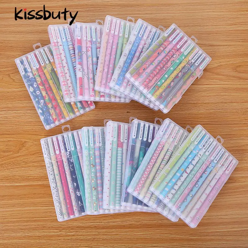10 sztuk/zestaw kolorowy 0.38mm atrament Flamingo jednorożec długopis żelowy zwierząt gwiaździste niebo Kawaii ołówki żelowe biuro szkolne artykuły papiernicze