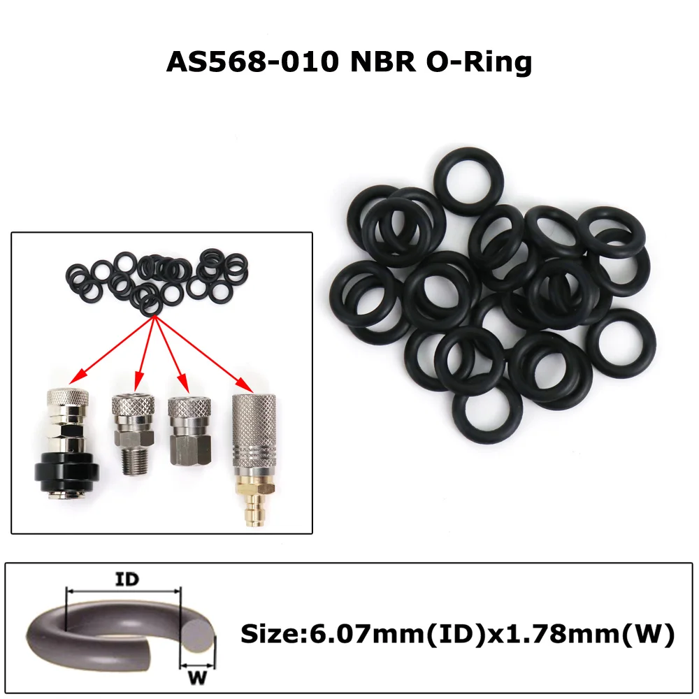 Novo nbr o-ring AS568-010 10 peças 50 peças 100 peças 500 peças ar co2 hpa n2 para 8mm de desconexão rápida