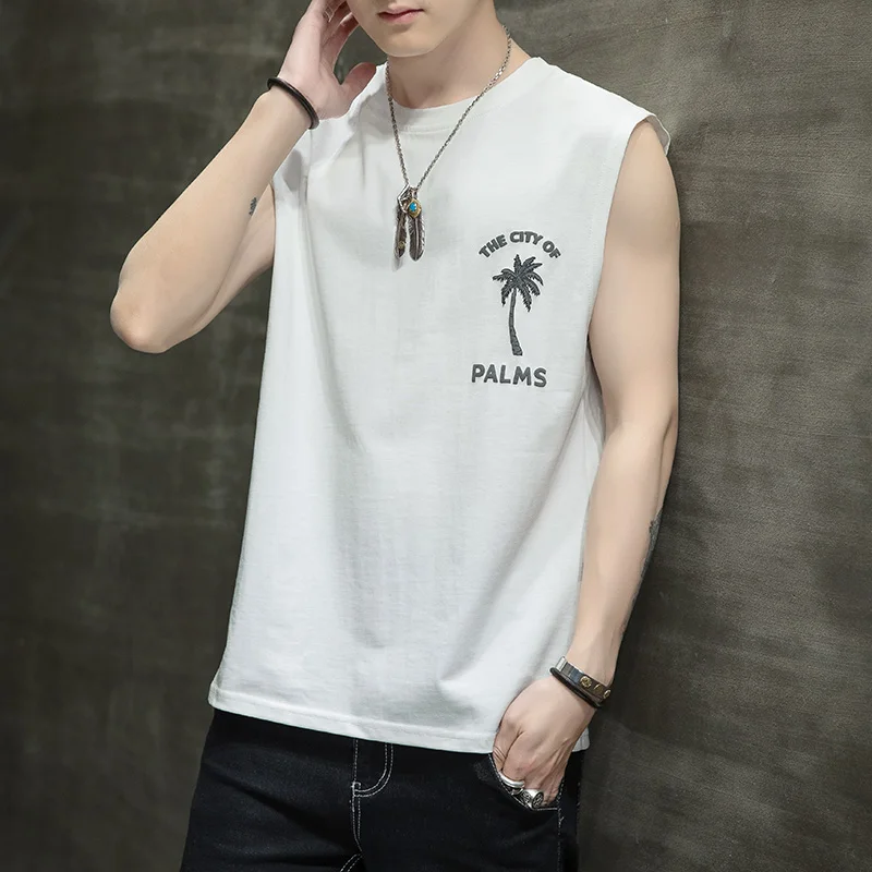 

2021 New Arrival Sleeveless T-shirt Men Vest Loose Handsome Summer Basketball Tshirts Male High Quality Dropshipping Size 4XL