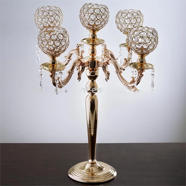 

10pcs)Tall Crystal Votive Candle Holder Gold Wedding Candelabra Chandelier Centerpieces yudao1706