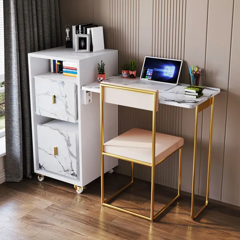 Light luxury folding movable multifunctional telescopic one-piece bookcase desk chair student home invisible  cosas para niños