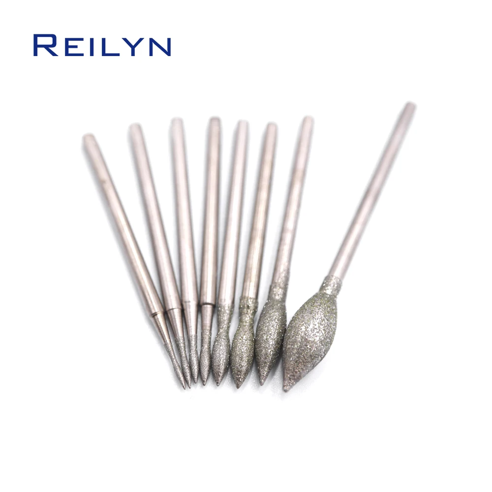 2.35mm shank Fine grade candle light bits bulb Diamond abrasive bits teeth grinding burr abrasives for jade stone polishing