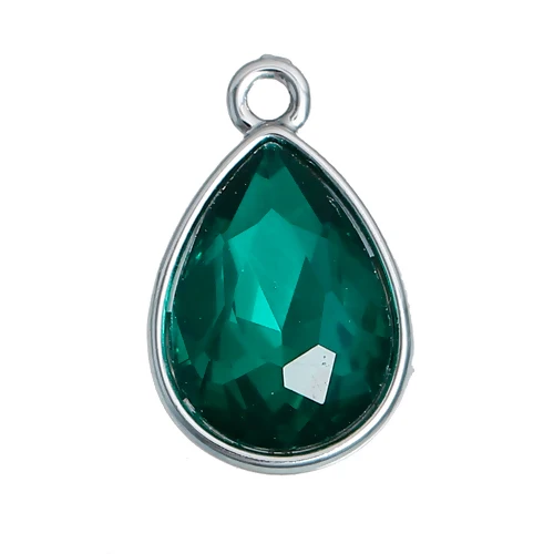 8Seasons 12 Months Birthstone Charms  Water Drop Pendants Silver Color Faceted For DIY Birthdays Jewelry Making 19*12mm, 10 PCs