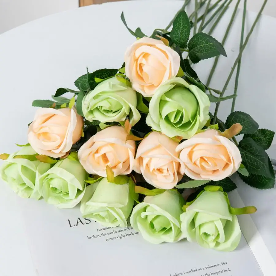 1/5 قطعة الزهور الاصطناعية باقات الورد الزفاف اكاليل الزخرفية عيد الميلاد عيد الحب المزهريات حديقة المنزل نباتات وهمية #6