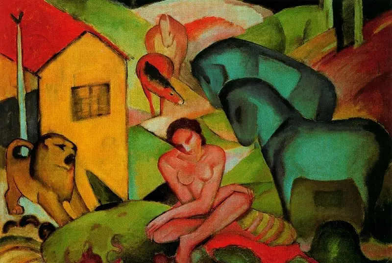 100% handmade Oil Painting reproduction on linen canvas,The dream 1912 by Franz Marc,Free Shipping,High Quality