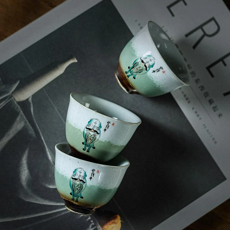 

PINNY 45ML Japanese Style Celadon Ceramic Teacups Retro Kung Fu Tea Bowl Heat Resistant Drinkware