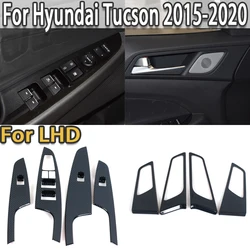 Car Window Lift Switch Button Panel Switch Trim For Hyundai Tucson 2015 2016 2017 2018 2019 2020 Carbon Fiber Interior Sticker