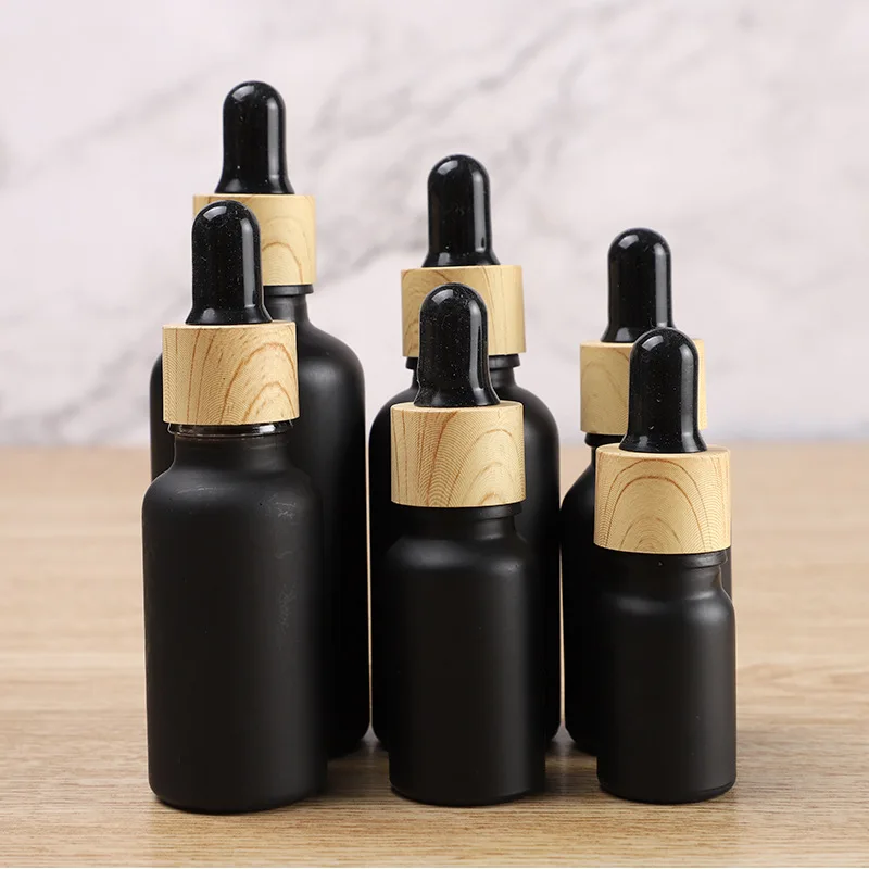 Dropper Bottle Tubes Frosted Black Glass Aromatherapy Liquid for Essential Massage Oil Pipette Container Refillable Bottle