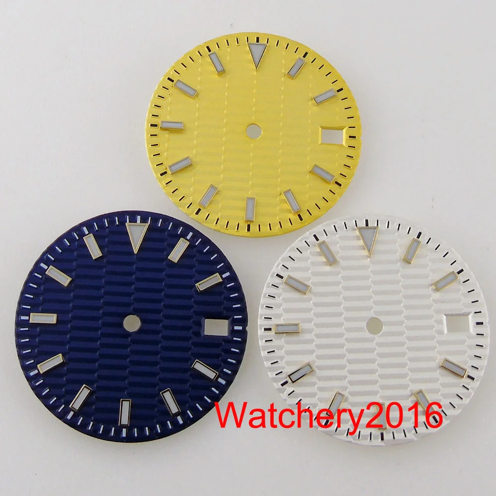 

BLIGER Gold/Blue/White Luminous Index Fit NH35A Movement 29mm Steel Watch Dial