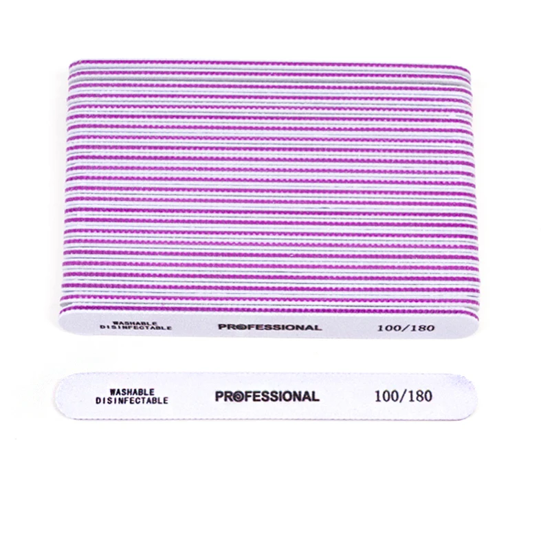 Straight Nail File 100/180 White Removable UV Polish Sanding Buffer For Accessories Professional Manicure Lime Nails Tools