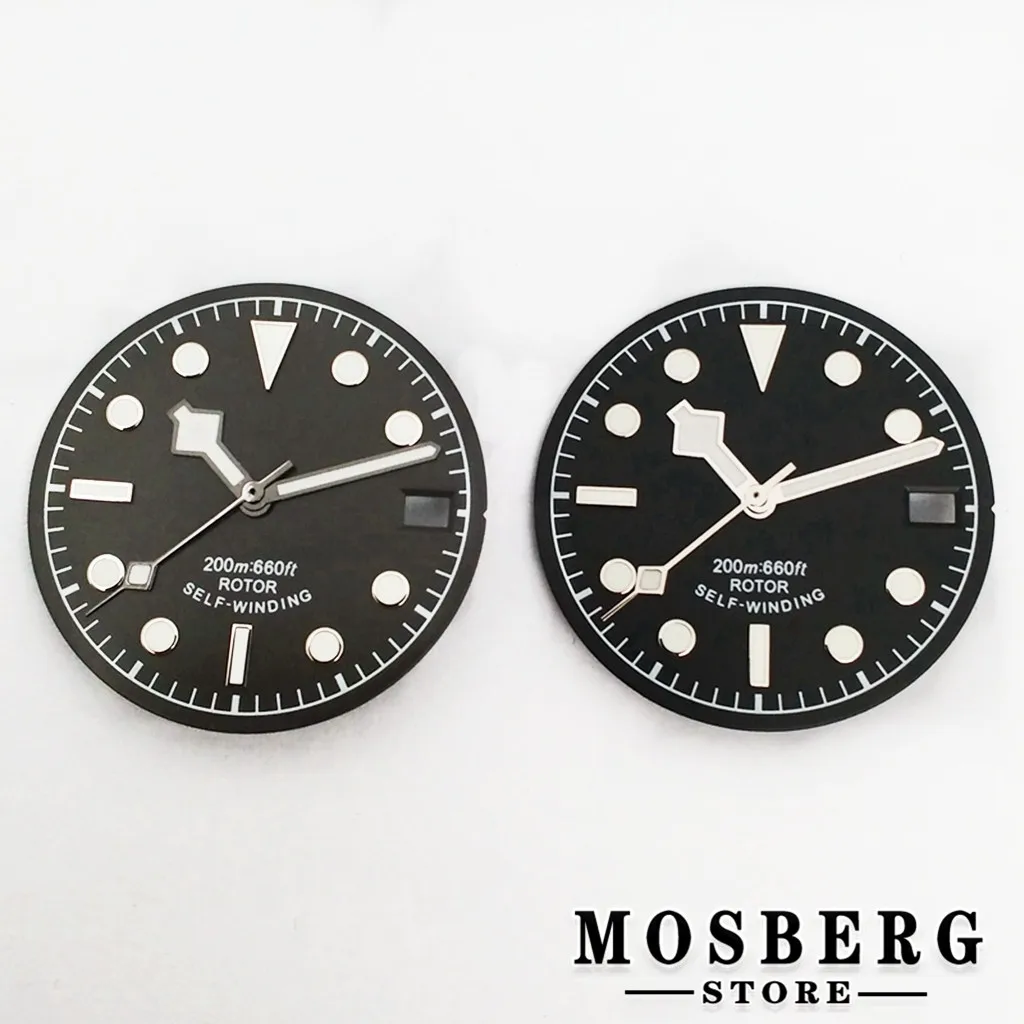 28.5mm Black Green Sterile Luminous Watch Dial Watch Hands With Date Window For NH35 NH35A Movement Accessory Parts