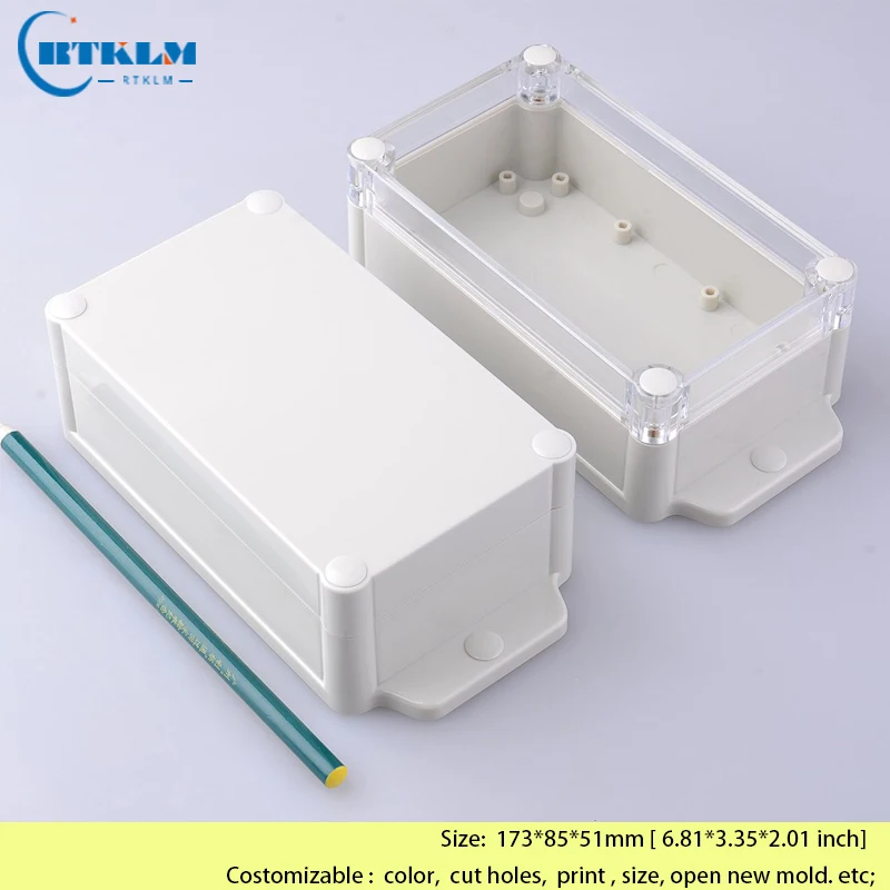 Outdoor Waterproof Electrical Power Junction Box ABS Plastic Enclosure Distribution Box 173x85x51mm for Secure Wiring