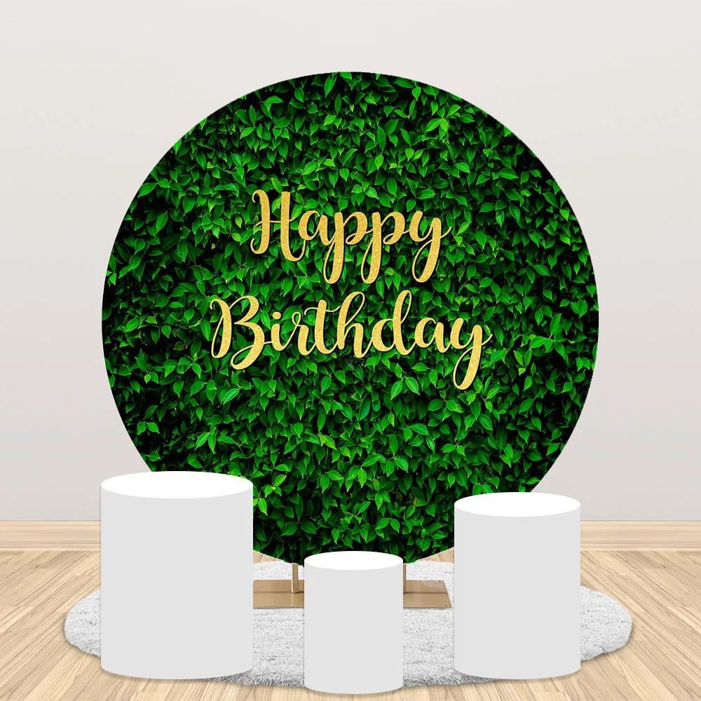 Grass Circle Backdrop Polyester Round Photo Background Green Grass Wedding Baby Shower Party Decoration Safari Birthday Banner
