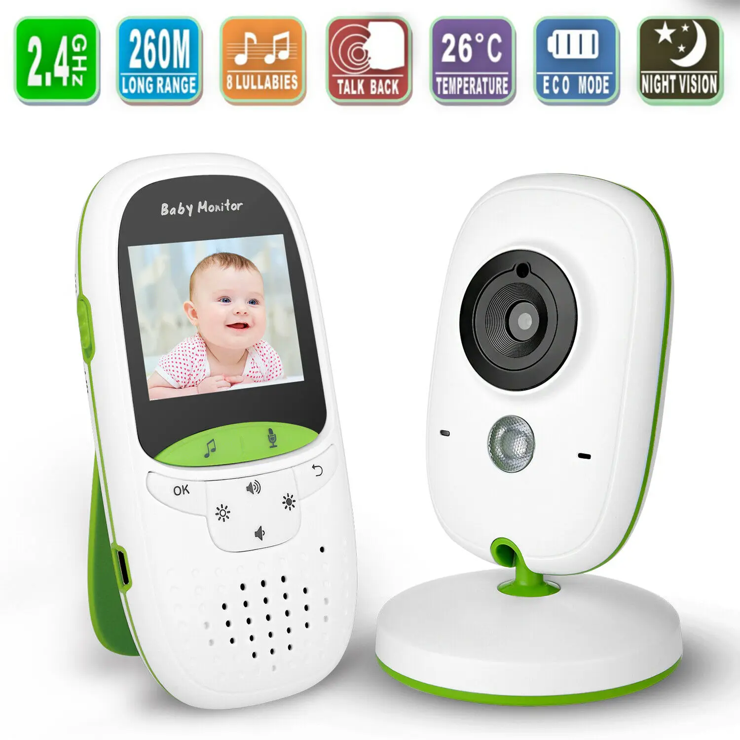 2.4GHz Wireless Infant Baby Monitor Audio Walkie Talkie Kits Baby Phone Alarm Kids Radionana Intercoms Radio Nanny Babysitter