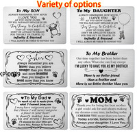 Stainless Steel Wallet Card Postcard Family TO MY SON DAUGHTER SISTER BROTHER DAD MOM WIFE HUSBAND Couple Christmas Gift  trendy