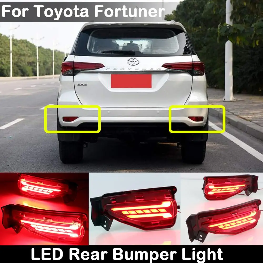 

LED Rear Bumper Reflector Light for Toyota Fortuner 2015 2016 2017,Functions as Led Brake Lights Turn Signal Lamp Driving light