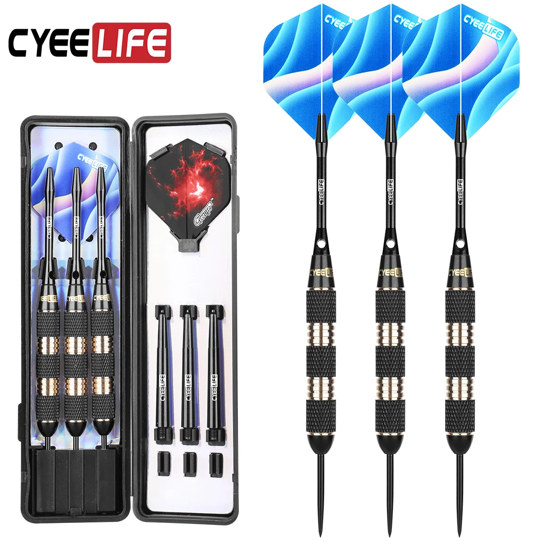 CyeeLife 30g Professional Steel Tipped darts Home bar with pro aluminium shafts and carrying case