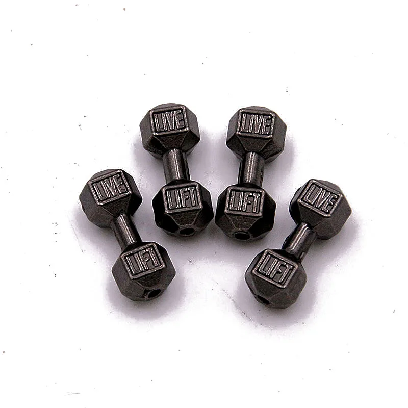 10Pcs 13*20*2MM 4 Color Dumbbell Weightlifting Small Hole Bead Sports Letter Charms For DIY Bracelets Jewelry Handmade Making