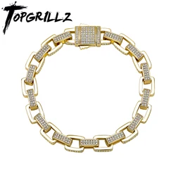 TOPGRILLZ 8mm Ice Box Link Chain Bracelet Full Micro Pave Cubic Zirconia Bracelet For Women/Men Hip Hop Punk Jewelry Party Gift