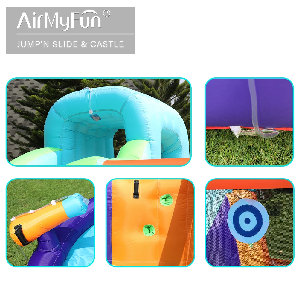 AirMyFun Inflatable Bounce House, Jumping Castle with Water & Slide, Idea Playhouse for Kids Outdoor (Water Park Theme)