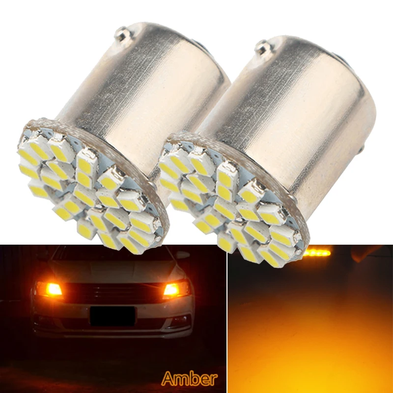 

1-2pcs 1156 BA15S BAU15S LED 22-SMD Car Signal Lights White Amber Red P21W PY21W Auto Indicator Turn Reverse Bulb Lamp 12V DC