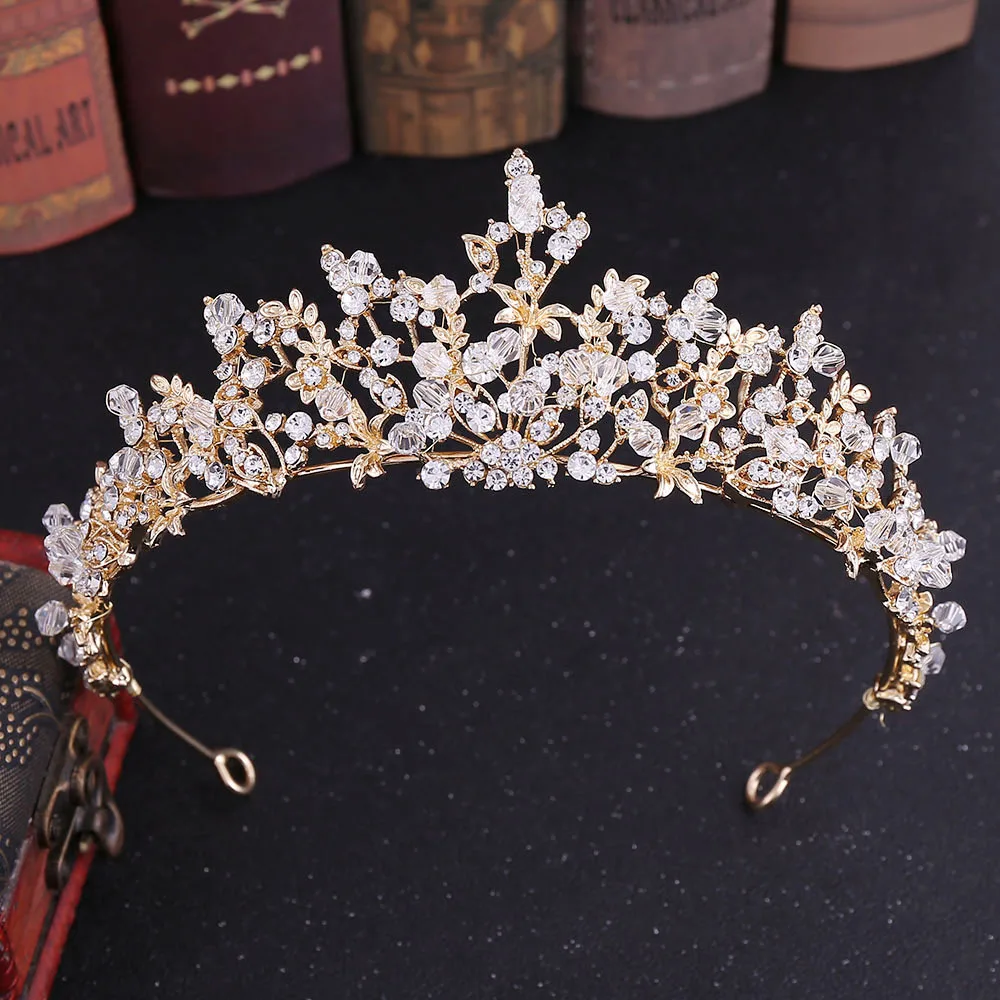 KMVEXO Trendy Baroque Crystal Luxury Wedding Crowns Handmade Beads For Bride Tiaras Fashion Queen Headpiece Hair Accessories