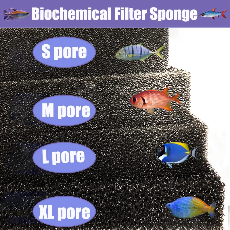 

Aquarium Accessories Biochemical Cotton Filter Practical Fish Tank Pond Foam Sponge Filter Black Multiple Size S M L XL Pore