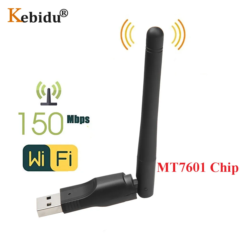 Kebidu Mini MT7601 USB WiFi Sans Fil avec Antenne Adaptateur LAN pour Récepteur Satellite Numérique Freesat V7S V8 Super X800 IP-S2