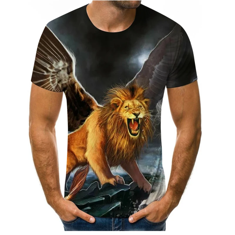 2023 Wolf T Shirt For Mens Animal Print Short Sleeve Top 3D Casual Street Man\'s T-shirt Oversized Tee Shirt Men Vintage Clothing