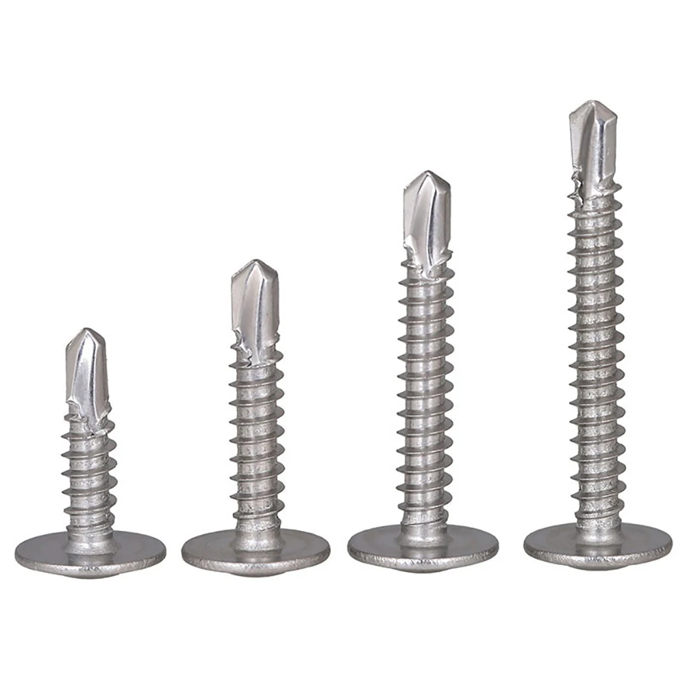 Yiqianyuan 20Pcs/10Pcs M4.2 M4.8 SUS304 Stainless Steel Phillips Cross Recessed Pan Head Self-Drilling Tapping Screw with Collar